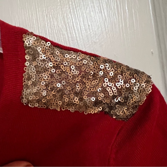 Red Cardigan with Sequin Shoulders - Picture 6 of 9